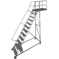 Ballymore CALC-CL-15-14 Perforated 15-Step Heavy-Duty Steel Rolling Cantilever Ladder with 150" Platform Height, 14" Overhang, and 147" Vertical Clearance