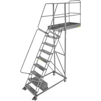 Ballymore CL-9-14 Perforated 9-Step Heavy-Duty Steel Rolling Cantilever Ladder with 90" Platform Height, 14" Overhang, and 87" Vertical Clearance