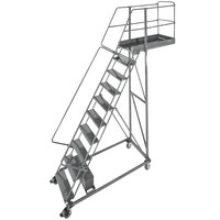 Ballymore CL-10-14 Perforated 10-Step Heavy-Duty Steel Rolling Cantilever Ladder with 100" Platform Height, 14" Overhang, and 97" Vertical Clearance