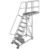 Ballymore CL-8-14 Perforated 8-Step Heavy-Duty Steel Rolling Cantilever Ladder with 80" Platform Height, 14" Overhang, and 77" Vertical Clearance