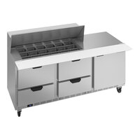 Beverage-Air SPED72HC-18M-4 72" 1 Door 4 Drawer Mega Top Refrigerated Sandwich Prep Table