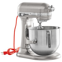 KitchenAid KSM8990NP Silver 8 Qt. Bowl Lift Countertop Mixer with Standard Accessories - 120V, 1 3/10 hp