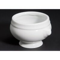 CAC LN-3-P 3 oz. Bright White Porcelain Lion Head Bouillon - 48/Case