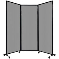 Versare 1822225 Light Gray Poly Quick-Wall Folding Portable Room Divider - 8' 4" x 7' 4"