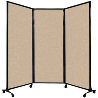 Versare 1821141 Beige Quick-Wall Folding Portable Room Divider - 8' 4" x 6' 8"