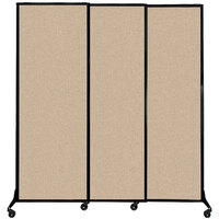 Versare 1812139 Beige Quick-Wall Sliding Portable Room Divider - 7' x 7' 4"