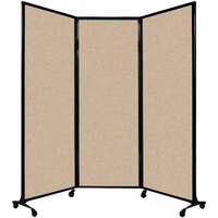 Versare 1822141 Beige Quick-Wall Folding Portable Room Divider - 8' 4" x 7' 4"