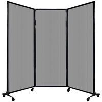 Versare 1821225 Light Gray Poly Quick-Wall Folding Portable Room Divider - 8' 4" x 6' 8"