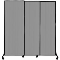 Versare 1812223 Light Gray Poly Quick-Wall Sliding Portable Room Divider - 7' x 7' 4"