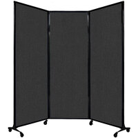 Versare 1822142 Black Quick-Wall Folding Portable Room Divider - 8' 4" x 7' 4"