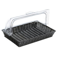 GET WB-1552-BK Designer Polyweave 21" x 12 3/4" x 2 3/4" Black Rectangular Plastic Basket