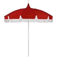 California Umbrella SMPT 852 SUNBRELLA 2 Pagoda 8 1/2' Round Push Lift Umbrella with 1 1/2" Aluminum Pole - Sunbrella 2A Canopy with White Fringe