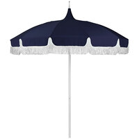 California Umbrella SMPT 852 SUNBRELLA 1 Pagoda 8 1/2' Round Push Lift Umbrella with 1 1/2" Aluminum Pole - Sunbrella 1A Canopy with White Fringe