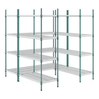 Regency NSF Green Epoxy 5' x 5' Walk-In 4-Tier Shelving Unit Kit with Drop Mat Shelf Liner