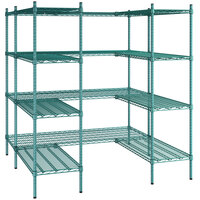 Regency NSF Green Epoxy 5' x 5' Walk-In 4-Tier Shelving Unit Kit with S-Hooks