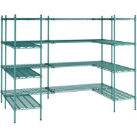 Regency NSF Green Epoxy 7' x 4 1/2' Walk-In 4-Tier Shelving Unit Kit with S-Hooks