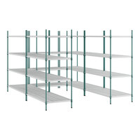 Regency NSF Green Epoxy 7' x 9' Walk-In 4-Tier Shelving Unit Kit with Drop Mat Shelf Liner