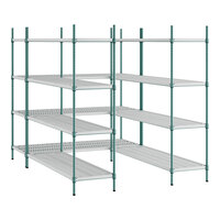 Regency NSF Green Epoxy 5' x 7' Walk-In 4-Tier Shelving Unit Kit with Drop Mat Shelf Liner