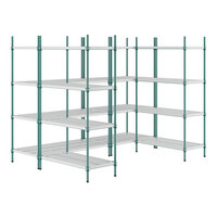 Regency NSF Green Epoxy 7' x 5' Walk-In 4-Tier Shelving Unit Kit with Drop Mat Shelf Liner