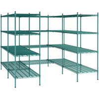 Regency NSF Green Epoxy 7' x 7' Walk-In 4-Tier Shelving Unit Kit with S-Hooks