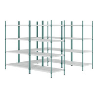 Regency NSF Green Epoxy 7' x 7' Walk-In 4-Tier Shelving Unit Kit with Drop Mat Shelf Liner