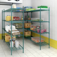 Regency NSF Green Epoxy 5' x 7' Walk-In 4-Tier Shelving Unit Kit with S-Hooks