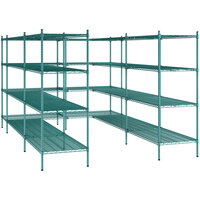 Regency NSF Green Epoxy 7' x 11' Walk-In 4-Tier Shelving Unit Kit with S-Hooks