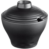 GET B-400-BK Nara 32 oz. Black Matte Round Melamine Bowl with Lid - 12/Case