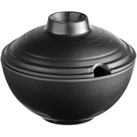 GET B-200-BK Nara 20 oz. Black Matte Round Melamine Bowl with Lid - 12/Case