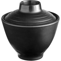 GET B-95-BK Nara 8 oz. Black Matte Round Melamine Bowl with Lid - 12/Case