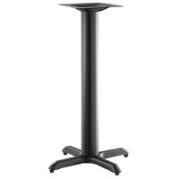 Lancaster Table & Seating Excalibur 22" x 22" Cross Black Outdoor Table Base with 4" Counter Height Column and FLAT Tech Equalizer Table Levelers
