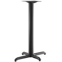 Lancaster Table & Seating Excalibur 22" x 30" Cross Black Outdoor Table Base with 4" Bar Height Column and FLAT Tech Equalizer Table Levelers