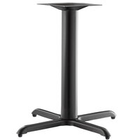 Lancaster Table & Seating Excalibur 30" x 30" Cross Black Outdoor Table Base with 4" Standard Height Column and FLAT Tech Equalizer Table Levelers