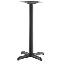 Lancaster Table & Seating Excalibur 22" x 22" Cross Black Outdoor Table Base with 3" Counter Height Column and FLAT Tech Equalizer Table Levelers