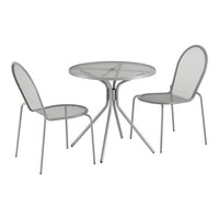 Lancaster Table & Seating Harbor Gray 30" Round Outdoor Standard Height Table with Modern Legs and 2 Side Chairs