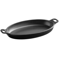 American Metalcraft MC81 16 oz. Black Oval Faux Cast Iron Melamine Casserole Serving Dish with Handles