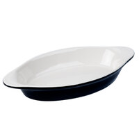 Tuxton B4N-150 17 oz. Black / Eggshell Oval China Rarebit - 12/Case