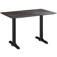 Lancaster Table & Seating Excalibur 28" x 48" Rectangular Table with Smooth Paladina Finish and Two End Outdoor Base Plates