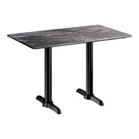 Lancaster Table & Seating Excalibur 28" x 48" Rectangular Standard Height Table with Smooth Paladina Finish and Two End Outdoor Base Plates