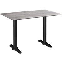 Lancaster Table & Seating Excalibur 28" x 48" Rectangular Standard Height Table with Textured Toscano Finish and Two End Outdoor Base Plates