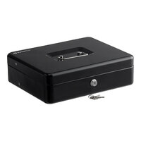 PointPlus 11 3/4" x 9 7/8" x 3 3/8" Black Cash Box with Tiered Coin Tray