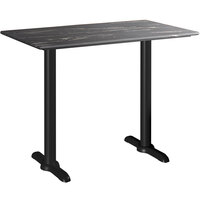 Lancaster Table & Seating Excalibur 28" x 48" Rectangular Counter Height Table with Smooth Letizia Finish and Two End Outdoor Base Plates