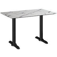 Lancaster Table & Seating Excalibur 28" x 48" Rectangular Standard Height Table with Smooth Versilla Finish and Two End Outdoor Base Plates