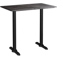Lancaster Table & Seating Excalibur 28" x 48" Rectangular Bar Height Table with Smooth Paladina Finish and Two End Outdoor Base Plates