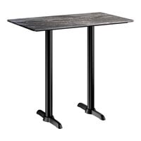 Lancaster Table & Seating Excalibur 28" x 48" Rectangular Bar Height Table with Smooth Paladina Finish and Two End Outdoor Base Plates
