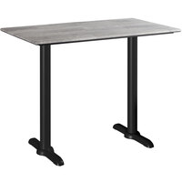 Lancaster Table & Seating Excalibur 28" x 48" Rectangular Counter Height Table with Textured Toscano Finish and Two End Outdoor Base Plates