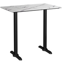 Lancaster Table & Seating Excalibur 28" x 48" Rectangular Bar Height Table with Smooth Versilla Finish and Two End Outdoor Base Plates