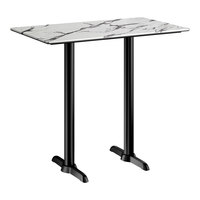 Lancaster Table & Seating Excalibur 28" x 48" Rectangular Bar Height Table with Smooth Versilla Finish and Two End Outdoor Base Plates