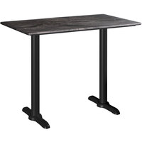 Lancaster Table & Seating Excalibur 28" x 48" Rectangular Counter Height Table with Smooth Paladina Finish and Two End Outdoor Base Plates