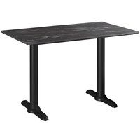 Lancaster Table & Seating Excalibur 28" x 48" Rectangular Table with Smooth Letizia Finish and Two End Outdoor Base Plates